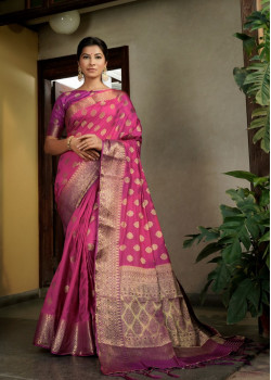 Pink Art Silk Zari Banarasi Sarees AF230601