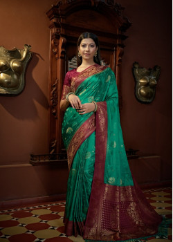 Green Satin Silk Zari Banarasi Sarees AF230612
