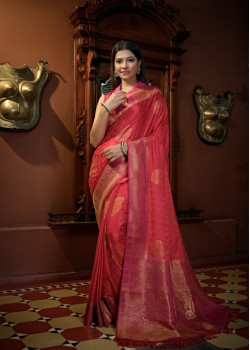 Red Satin Silk Zari Banarasi Sarees AF230613