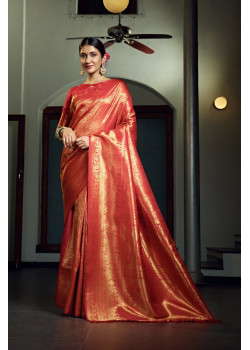 Red Art Silk Zari Kanjivaram Sarees AF230618