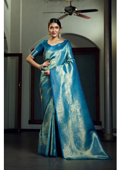 Blue Art Silk Zari Kanjivaram Sarees AF230621