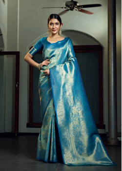 Blue Art Silk Zari Kanjivaram Sarees AF230621