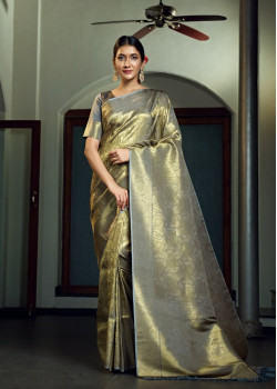 Grey Art Silk Zari Kanjivaram Sarees AF230622