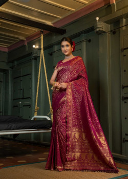 Wine Purple Art Silk Zari Kanjivaram Sarees AF230630