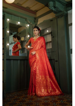 Red Art Silk Zari Kanjivaram Sarees AF230634