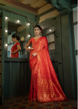 Red Art Silk Zari Kanjivaram Sarees AF230634