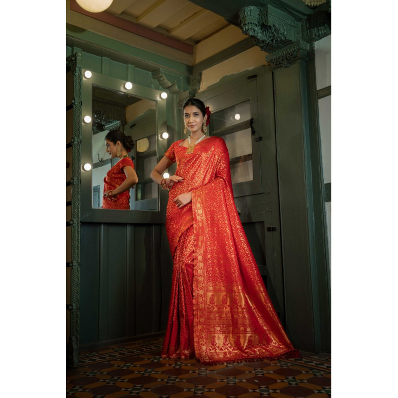 Red Art Silk Zari Kanjivaram Sarees AF230634