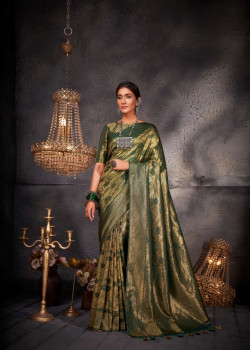 Bottle Green Art Silk Zari Kanjivaram Sarees AF230645