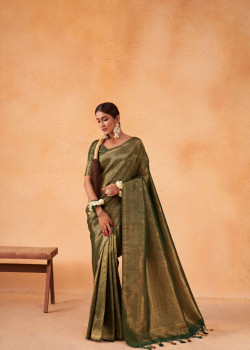 Bottle Green Art Silk Zari Kanjivaram Sarees AF230648