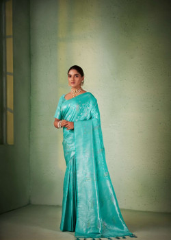 Turquoise Blue Art Silk Zari Kanjivaram Sarees AF230680