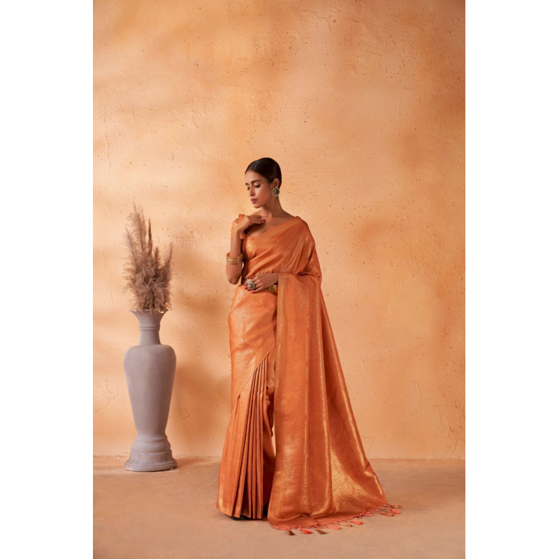 Orange Art Silk Zari Kanjivaram Sarees AF230692