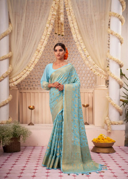 Light Blue Georgette Zari Banarasi Sarees AF230725