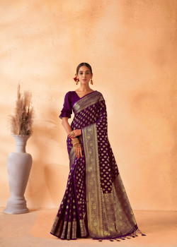 Purple Georgette Zari Banarasi Sarees AF230727