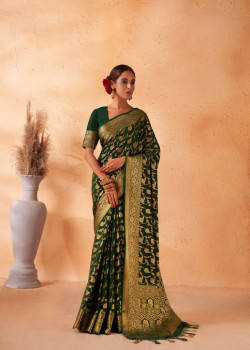 Dark Green Georgette Zari Banarasi Sarees AF230728