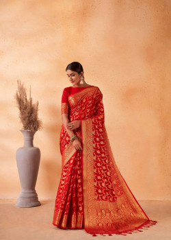 Red Georgette Zari Banarasi Sarees AF230729
