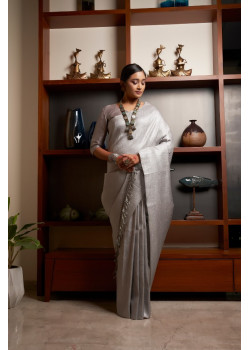 Silver Raw Silk Woven Kanjivaram Sarees AF230509