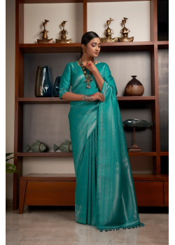 Blue Raw Silk Woven Kanjivaram Sarees AF230511