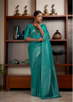 Blue Raw Silk Woven Kanjivaram Sarees AF230511