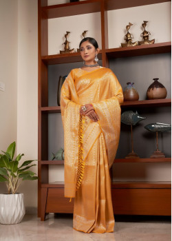 Yellow Raw Silk Woven Kanjivaram Sarees AF230512