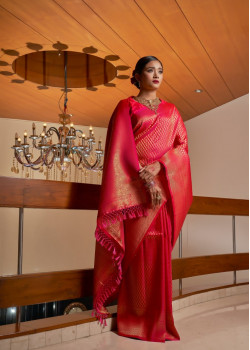 Pink Raw Silk Woven Kanjivaram Sarees AF230516