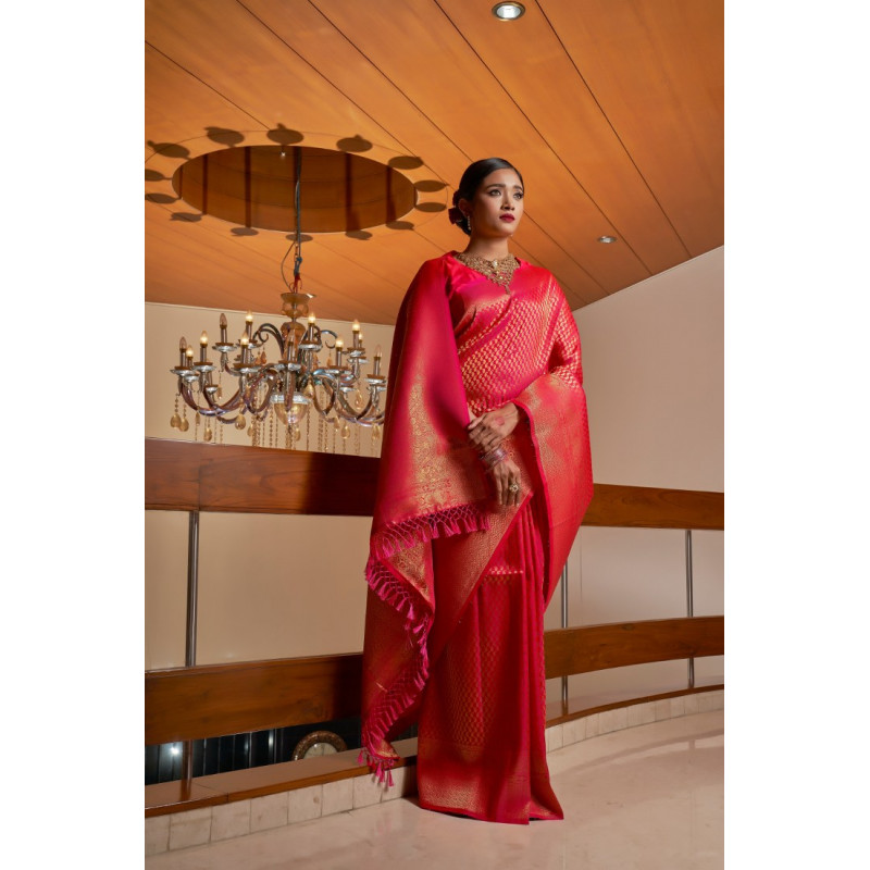 Pink Raw Silk Woven Kanjivaram Sarees AF230516