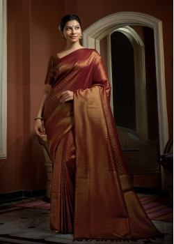 Maroon Art Silk Woven Kanjivaram Sarees AF230519