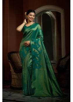 Teal Green Art Silk Woven Kanjivaram Sarees AF230523