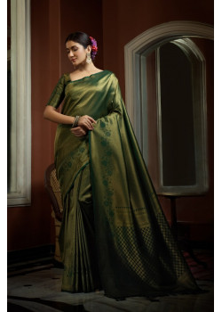Dark Green Art Silk Woven Kanjivaram Sarees AF230526