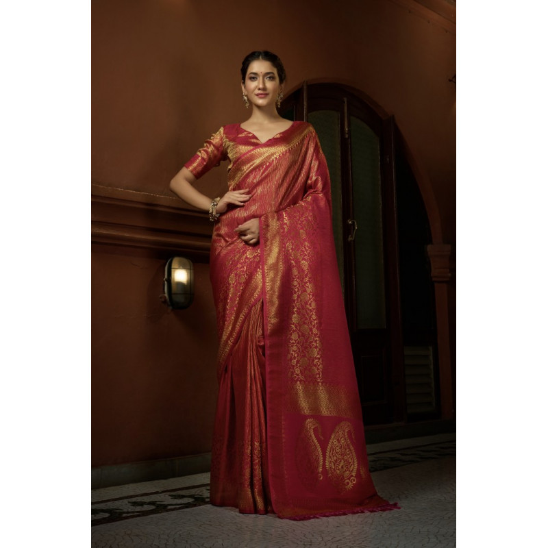 Red Art Silk Woven Kanjivaram Sarees AF230536