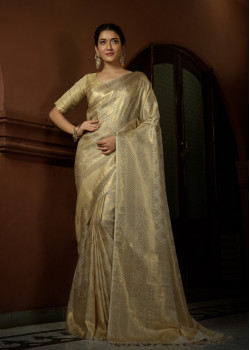 Off-White Art Silk Woven Kanjivaram Sarees AF230537