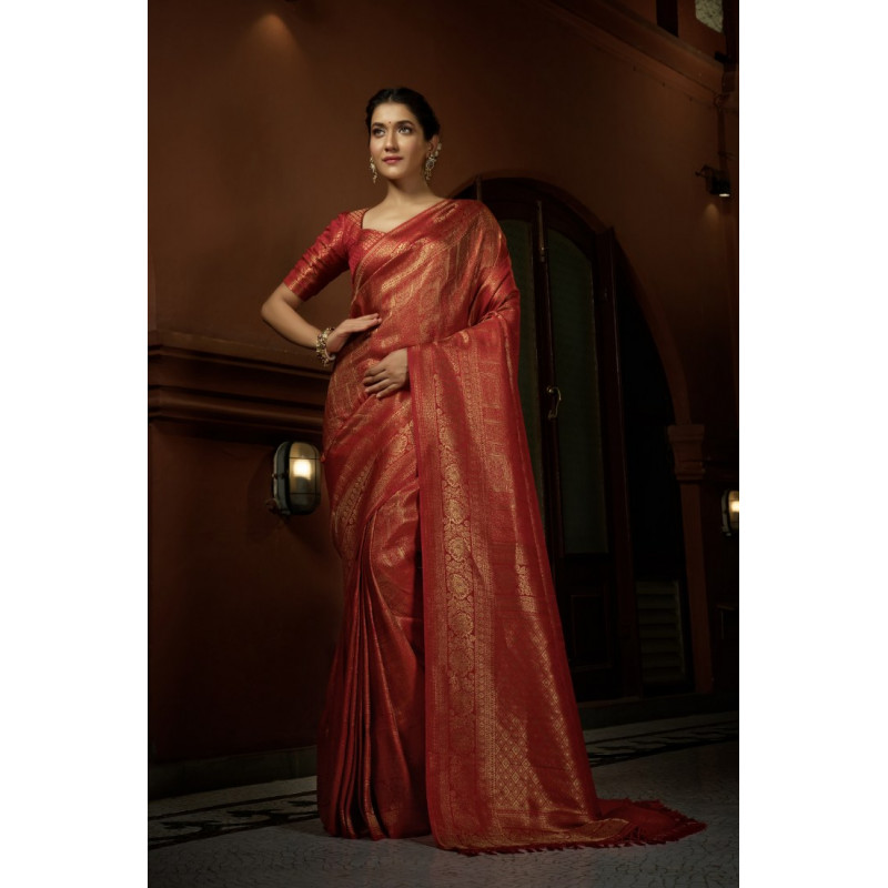 Red Art Silk Woven Kanjivaram Sarees AF230541