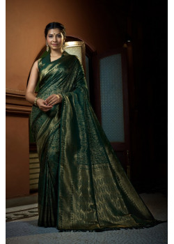 Dark Green Art Silk Woven Kanjivaram Sarees AF230544