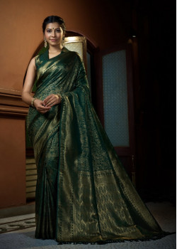 Dark Green Art Silk Woven Kanjivaram Sarees AF230544