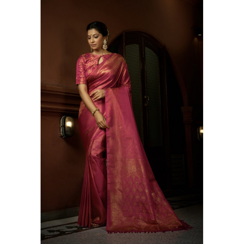 Light Pink Art Silk Woven Kanjivaram Sarees AF230545