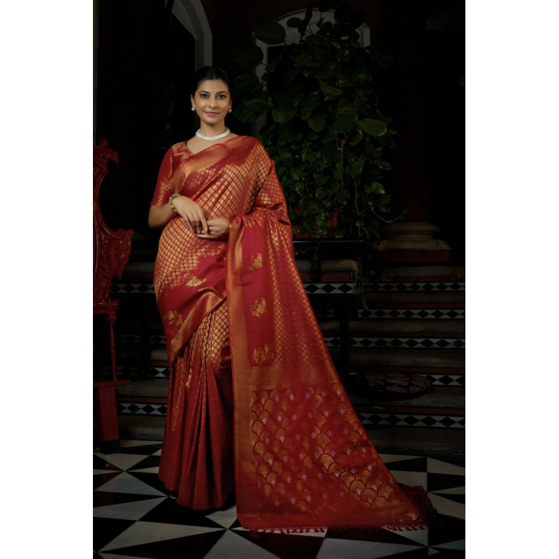 Red Art Silk Woven Kanjivaram Sarees AF230546