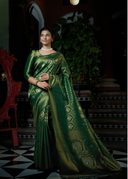 Dark Green Art Silk Woven Kanjivaram Sarees AF230549