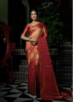 Scarlet Red Art Silk Woven Kanjivaram Sarees AF230550