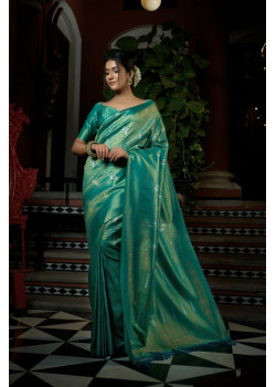Teal Blue Art Silk Woven Kanjivaram Sarees AF230553