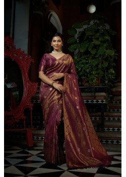 Wine Art Silk Woven Kanjivaram Sarees AF230556