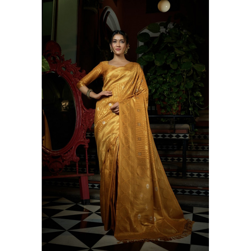 Mustard Art Silk Woven Kanjivaram Sarees AF230557