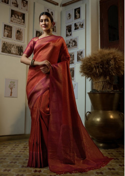 Red Art Silk Woven Kanjivaram Sarees AF230568