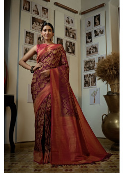 Red Art Silk Woven Kanjivaram Sarees AF230574