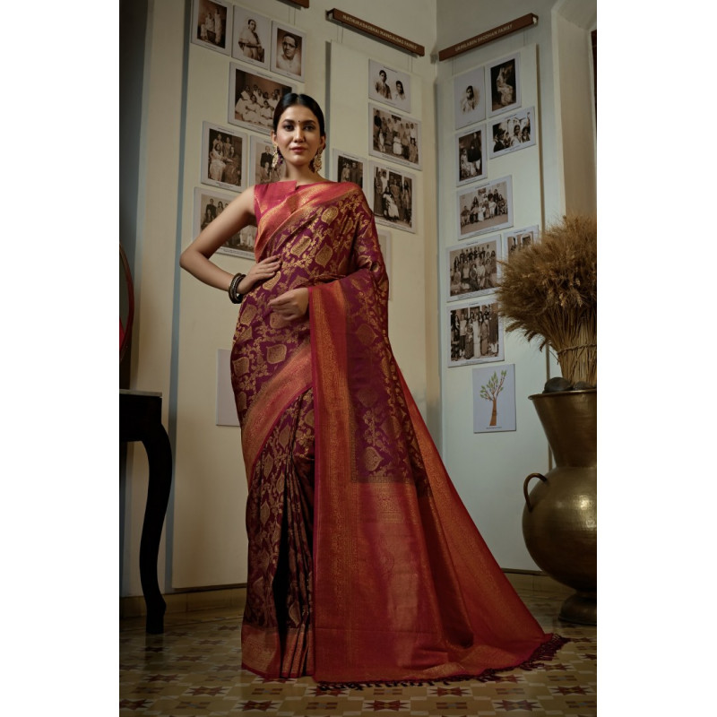 Red Art Silk Woven Kanjivaram Sarees AF230574