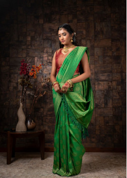 Green Raw Silk Woven Kanjivaram Sarees AF230490