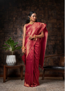 Maroon Raw Silk Woven Kanjivaram Sarees AF230496